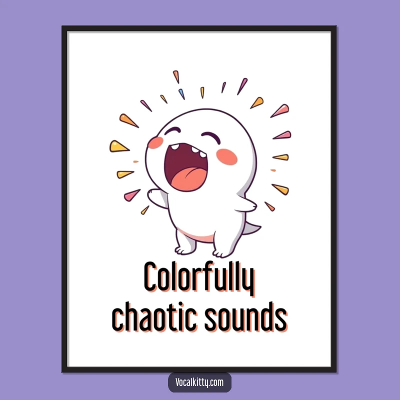 Funny Rainbow Noise Digital Print: Character's Loud Mouth, Vibrant Sound