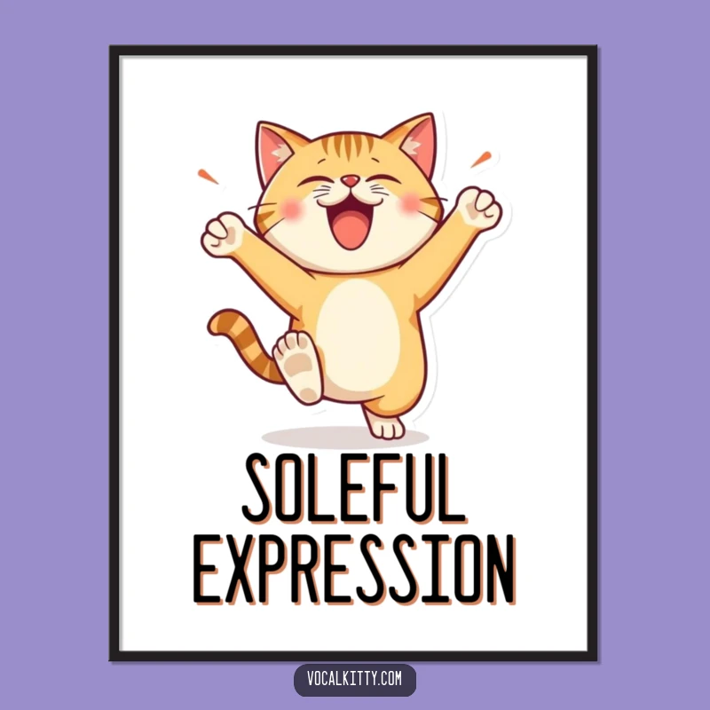 Funny Stomping Cat Digital Art Print: Instantly Add Energetic Joy to Your Walls!