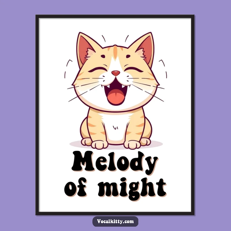 Funny Cat Meow Digital Art: Loud Feline Portrait for Hilarious Decor