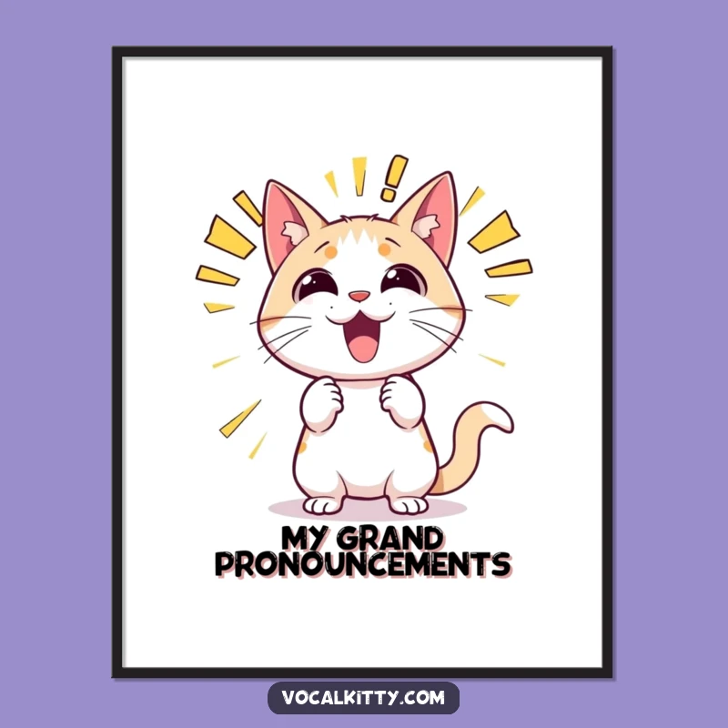 Funny Cat Announcement Digital Art - High-Res Hilarious Sound Effect Print Gift!