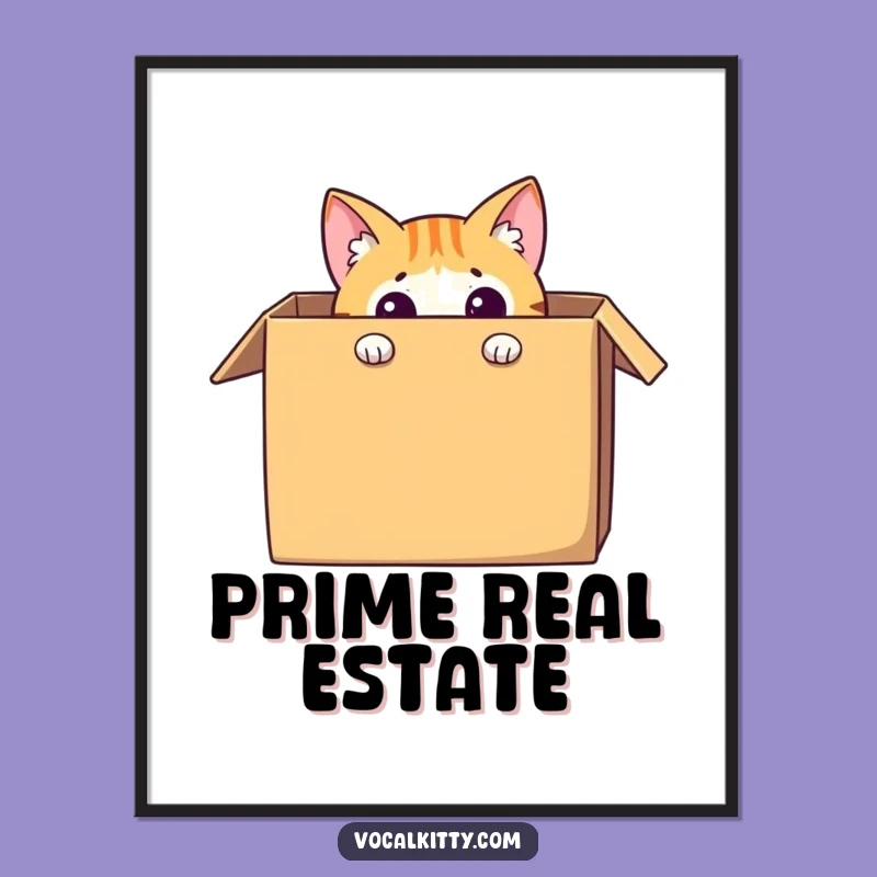 Funny Cat in Box Digital Art: Bring Curiosity to Your Walls Instantly