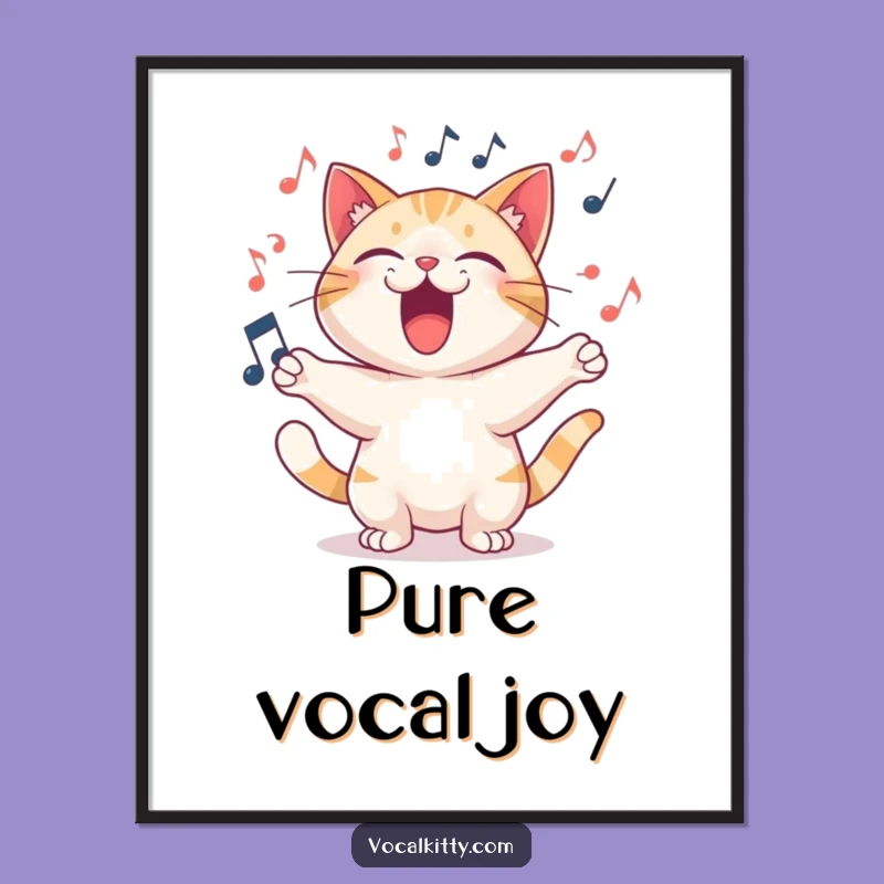 Funny Digital Art: Cat Singing Loudly with Joyful Notes