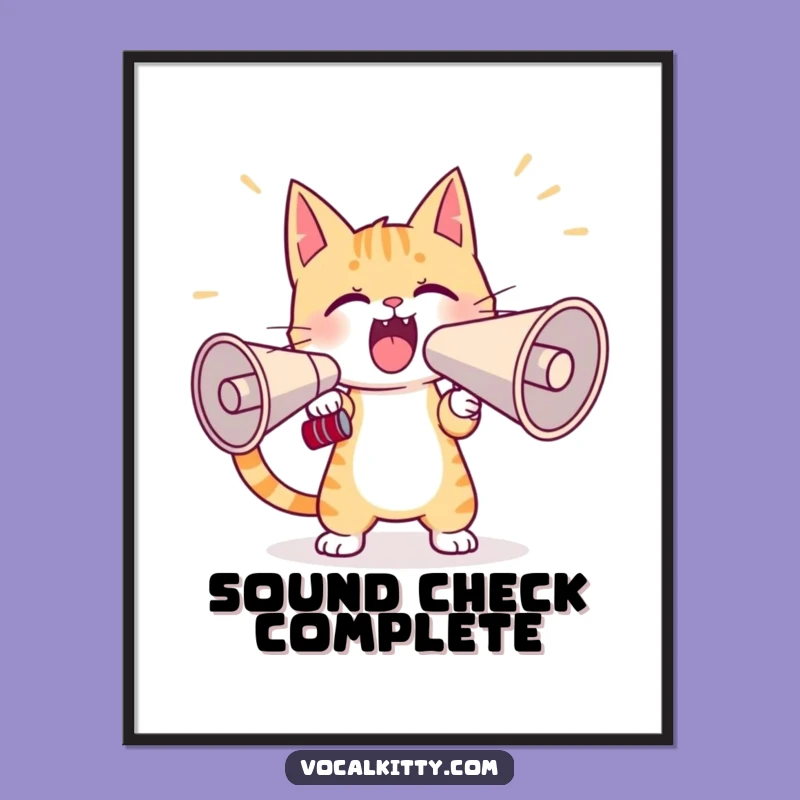 Funny Cat Yelling Megaphone Digital Art Print: Instant Wall Laughs!