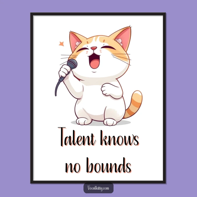 Funny Dramatic Cat Singing Digital Print: Hilarious Feline Opera Art Gift