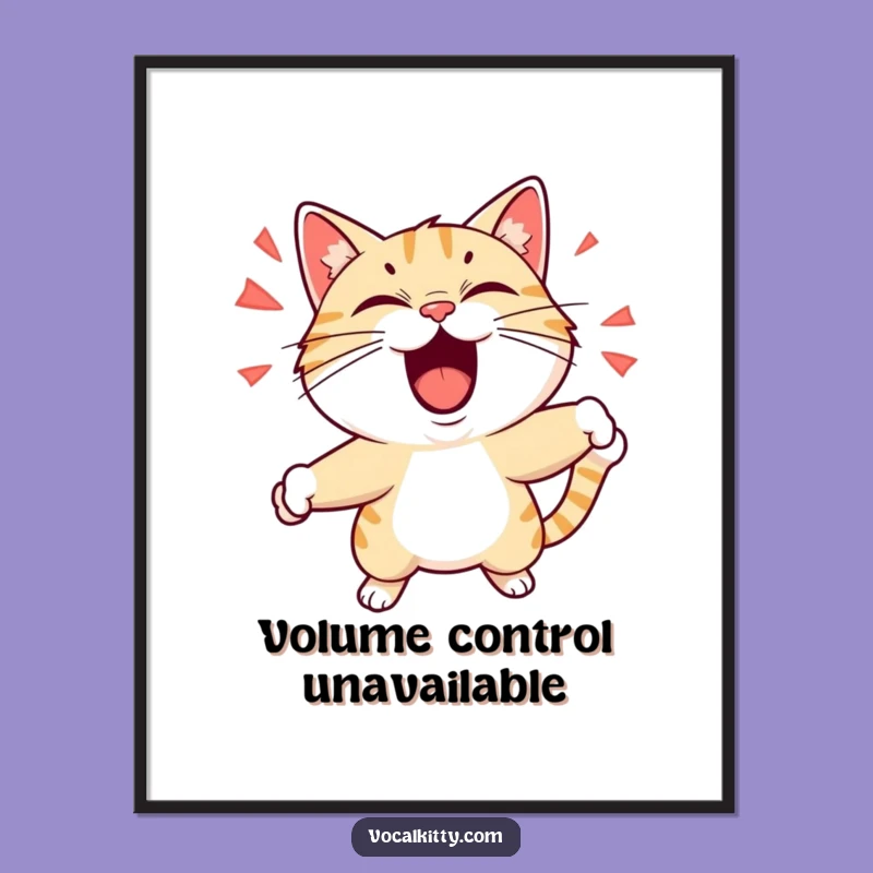 Funny Shouting Cat Digital Art: Energetic Expression - Instant Funny Gift