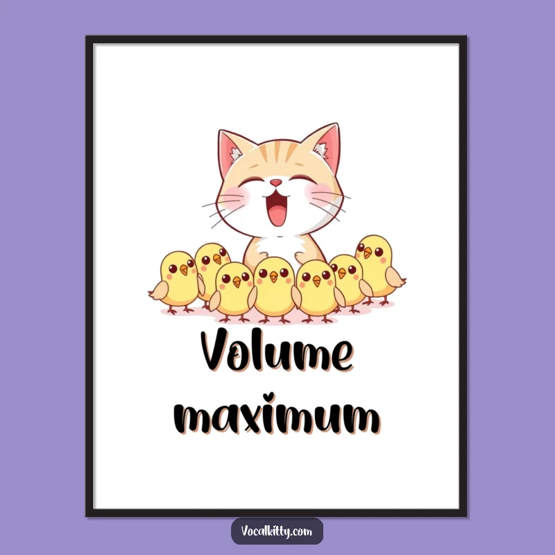 Funny Cat Meow Digital Print - Bird Startling Art for Walls Gift