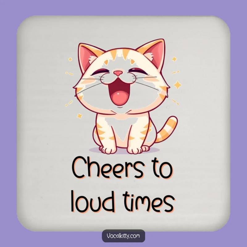 Funny Cat Shouting Coaster - Protect Surfaces with a Loud Statement