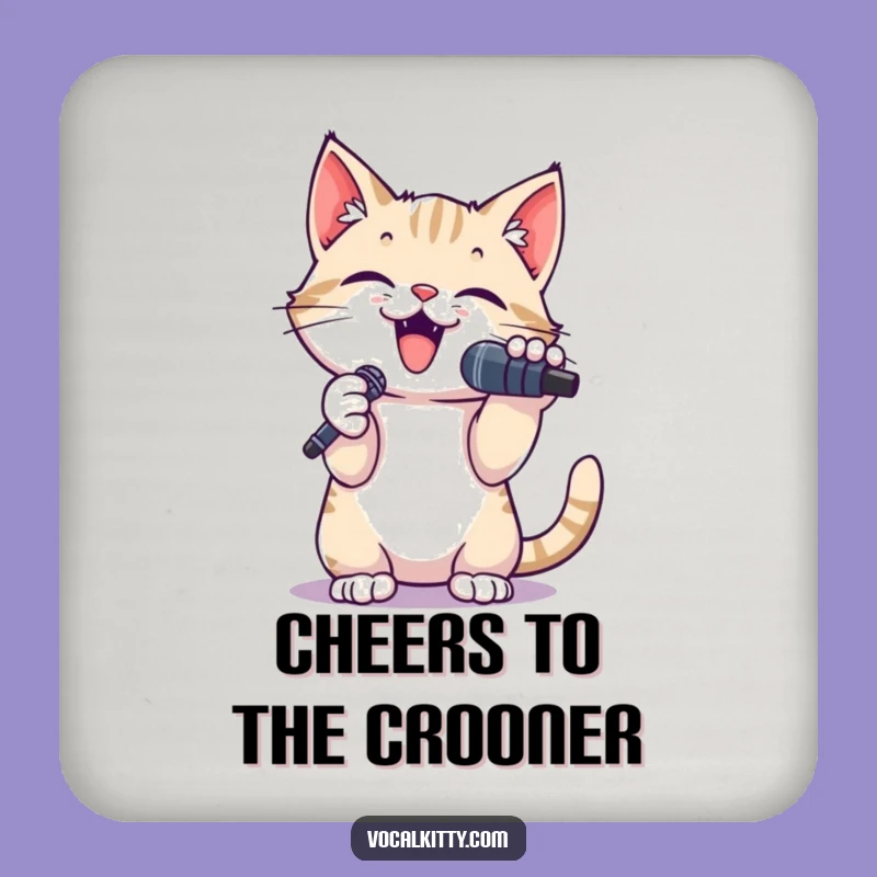 Funny Cat Singer Microphone Coaster - Protect Surfaces with Rockstar Flair
