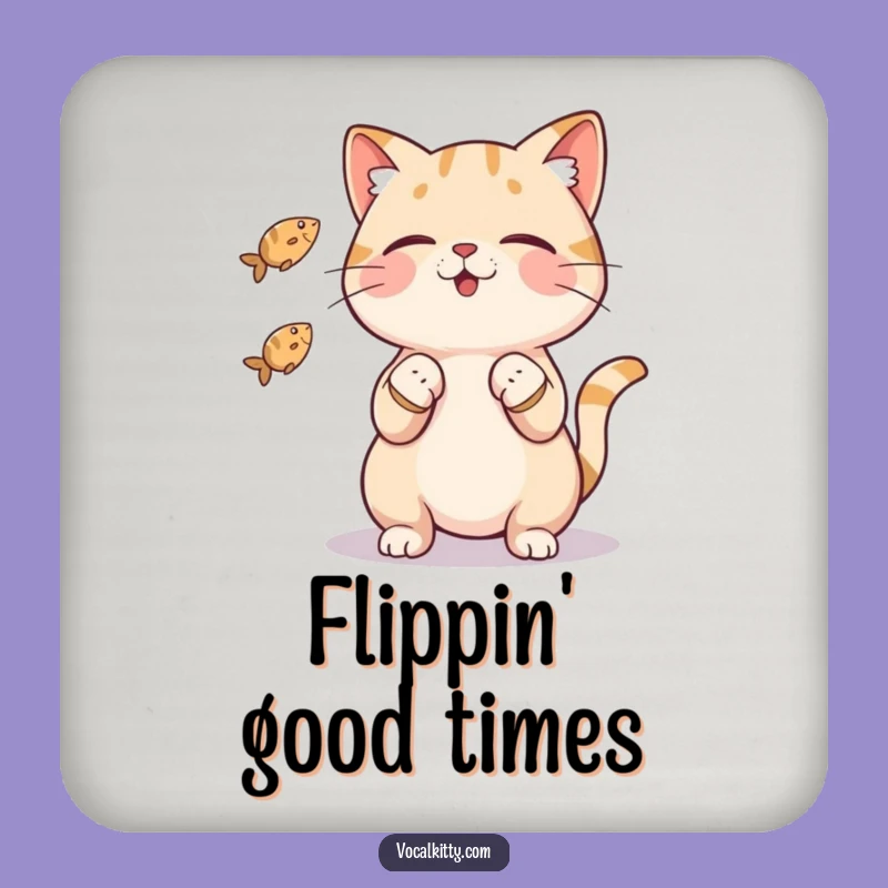 Funny Cat Juggling Fish Coasters: Protect Surfaces with Feline Finesse