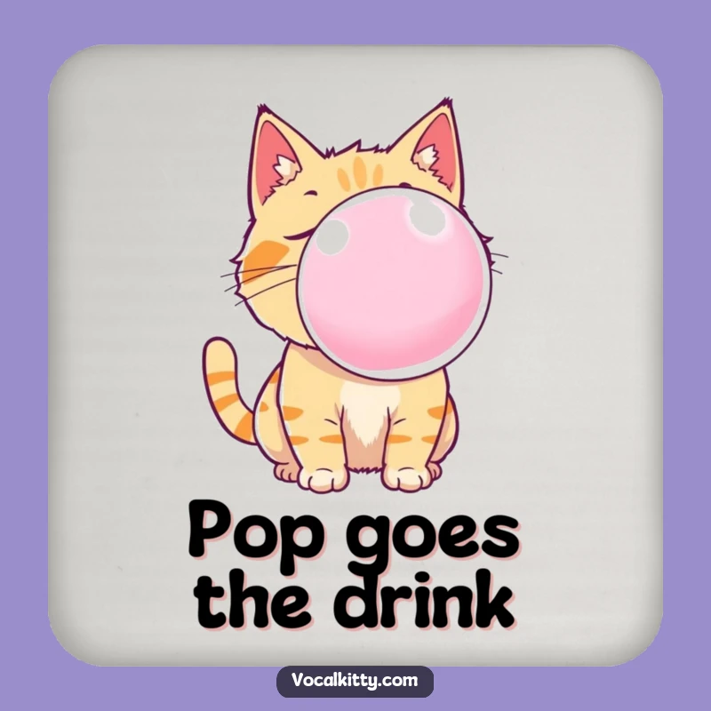 Funny Cat Bubble Gum Coaster: Protect Surfaces with Humor