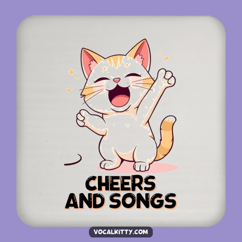 Funny Cat Singing Coaster: Dramatic Feline Drink Mat, Perfect Funny Gift