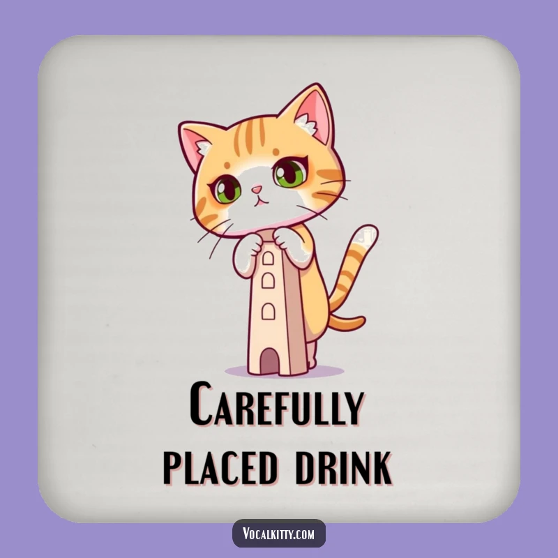 Funny Focused Cat Coaster, Protect Surfaces With Precision