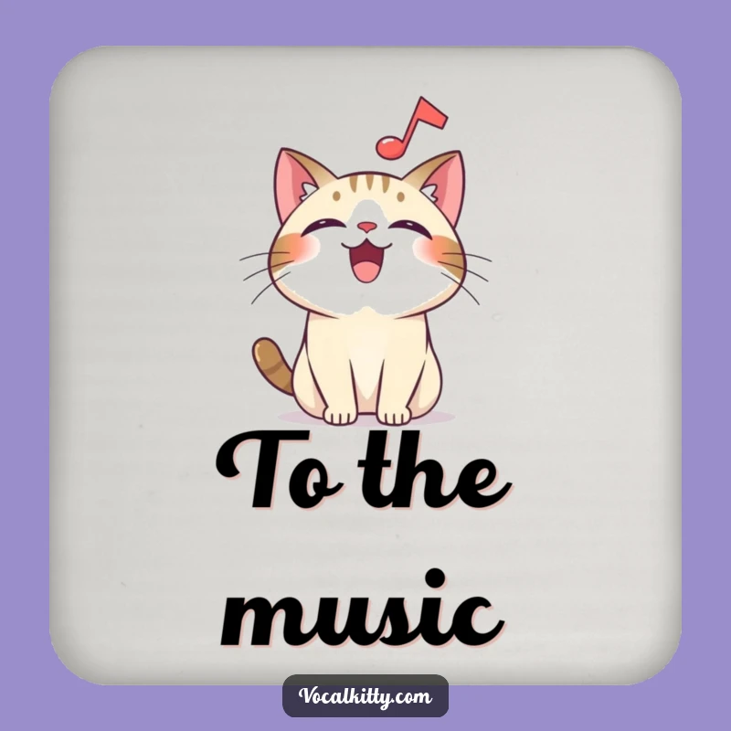 Funny Happy Cat Music Coaster - Protect Surfaces with Melodious Humor