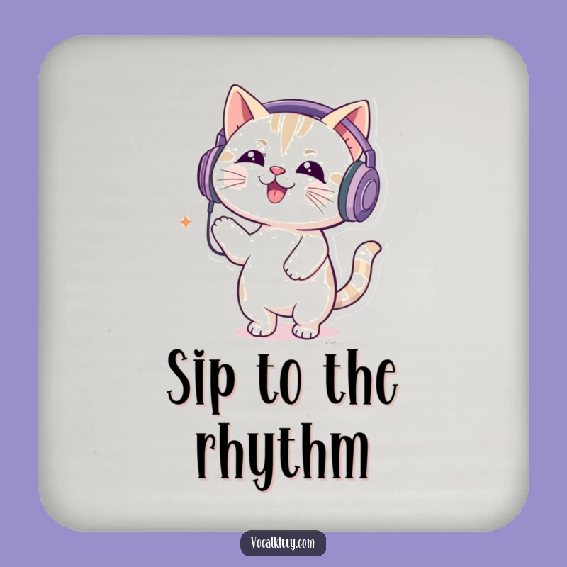 Funny Music Cat Coaster Set - DJ Feline Bouncing Drink Gift