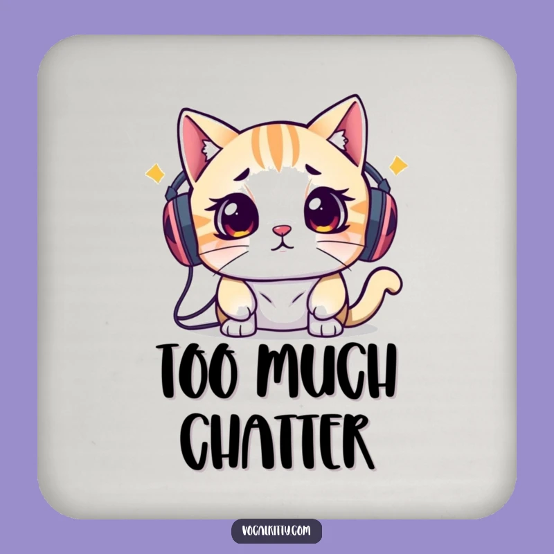 Funny Overwhelmed Cat Speakers Coaster: Protect Surfaces from Loud Vibes!