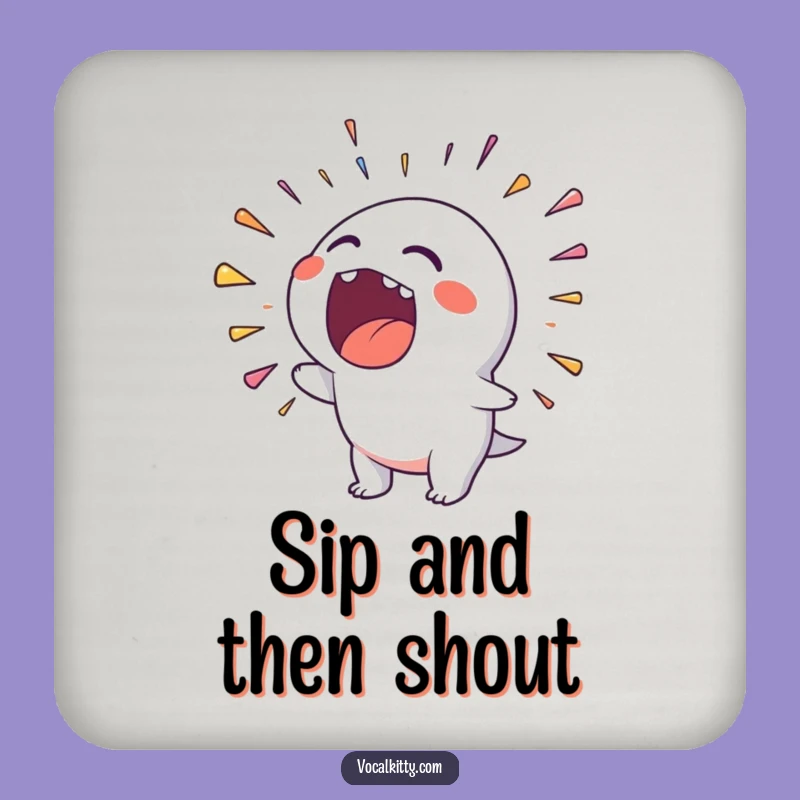 Funny Rainbow Noise Coaster: Character's Loud Mouth Protects Surfaces