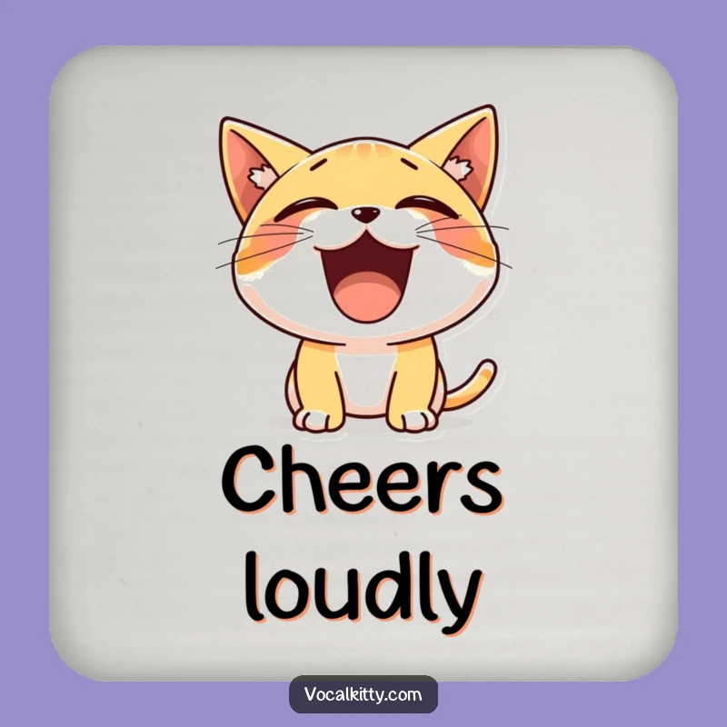 Funny Tiny Cat Yelling Coaster Set - Cheerful Kitty Drink Protection Gift