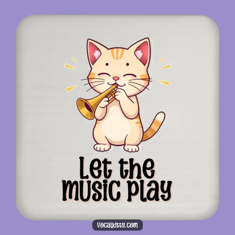 Funny Cat Trumpet Coaster Set: Musical Surface Protection, Perfect Gift