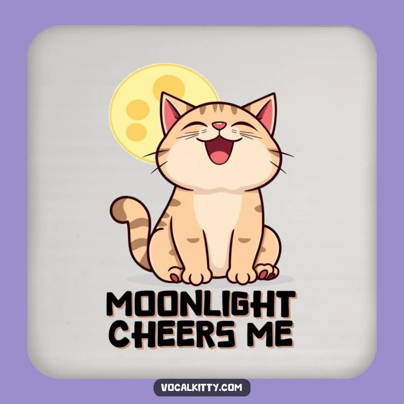 Funny Howling Cat Moon Coasters: Protect Surfaces with Nighttime Charm