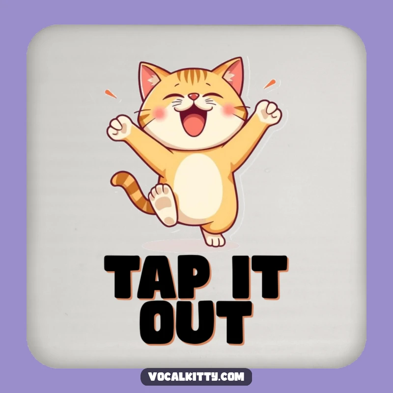Funny Stomping Cat Coaster: Protect Surfaces with Cat-titude!