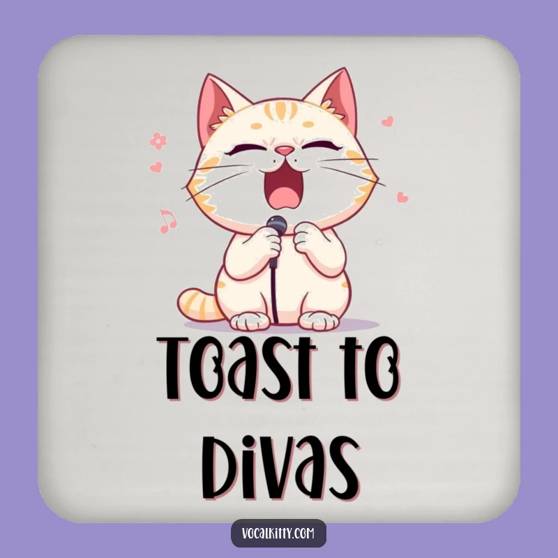 Funny Opera Cat Coaster Set - Dramatic Singer Feline Drink Gift