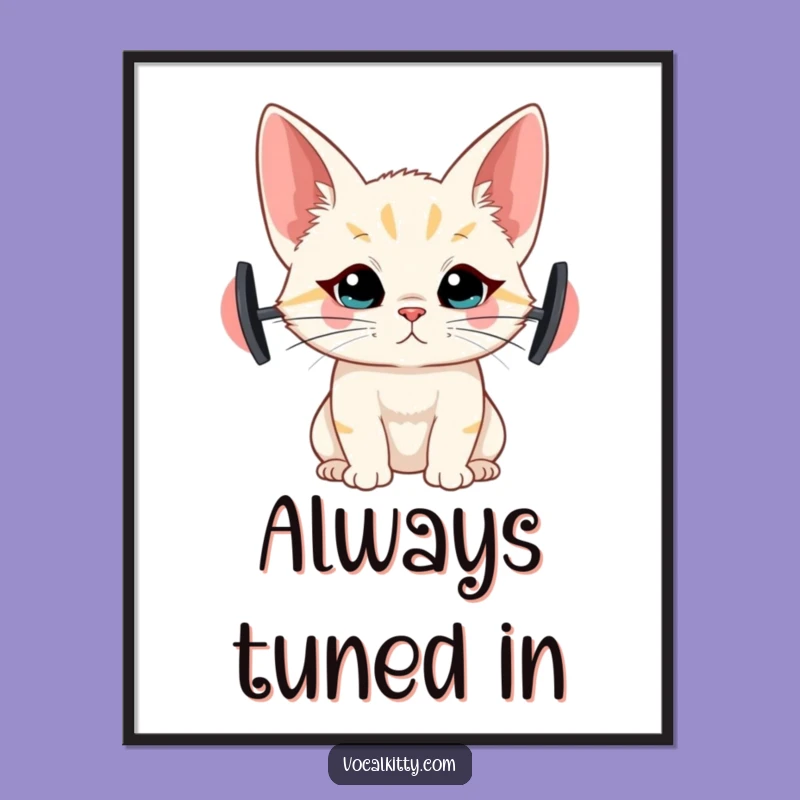 Funny Big Ear Cat Poster: Adorable Wall Art for Cat Lovers