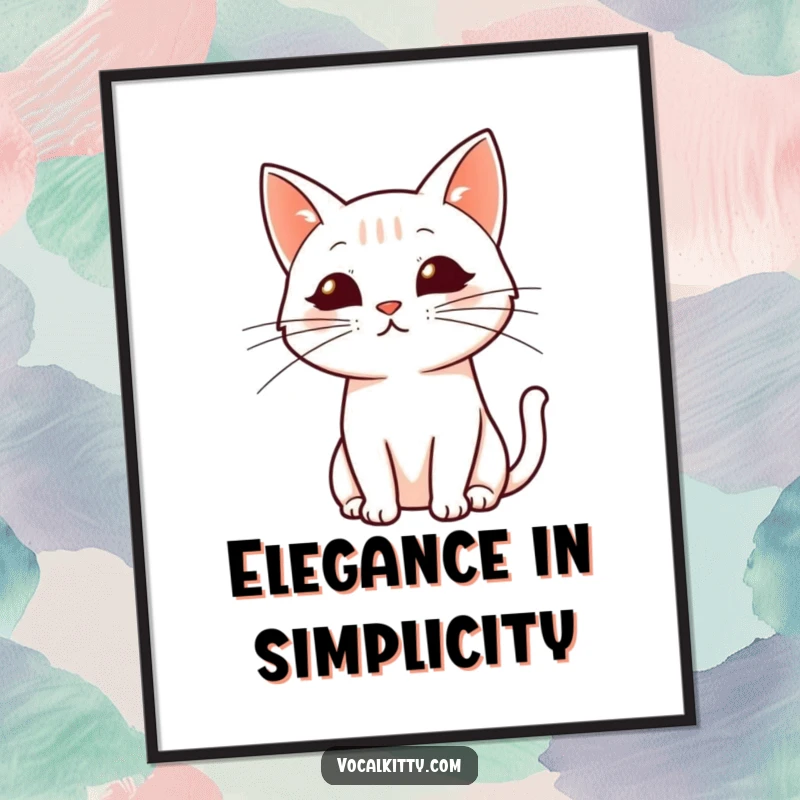Funny poster: A simplified cat profile with dynamically drawn whiskers, creating a modern and artistic feline representation.