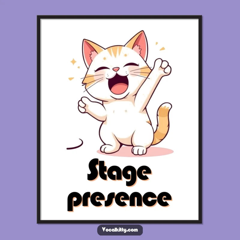 Funny Cat Singing Poster: Dramatic Feline Wall Art, Perfect Funny Gift