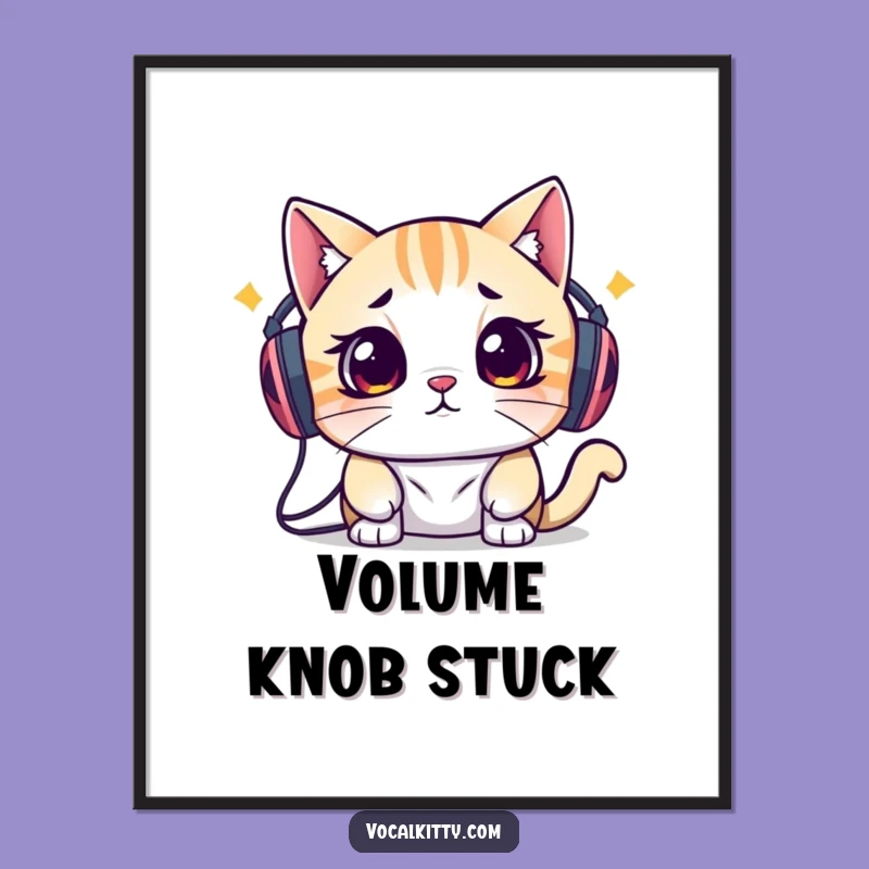 Funny Overwhelmed Cat Speakers Poster: Art That Speaks Volumes (Quietly!)