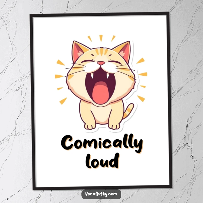 Funny Poster art of a cat character roaring thunderously with its mouth wide open in a comical manner.