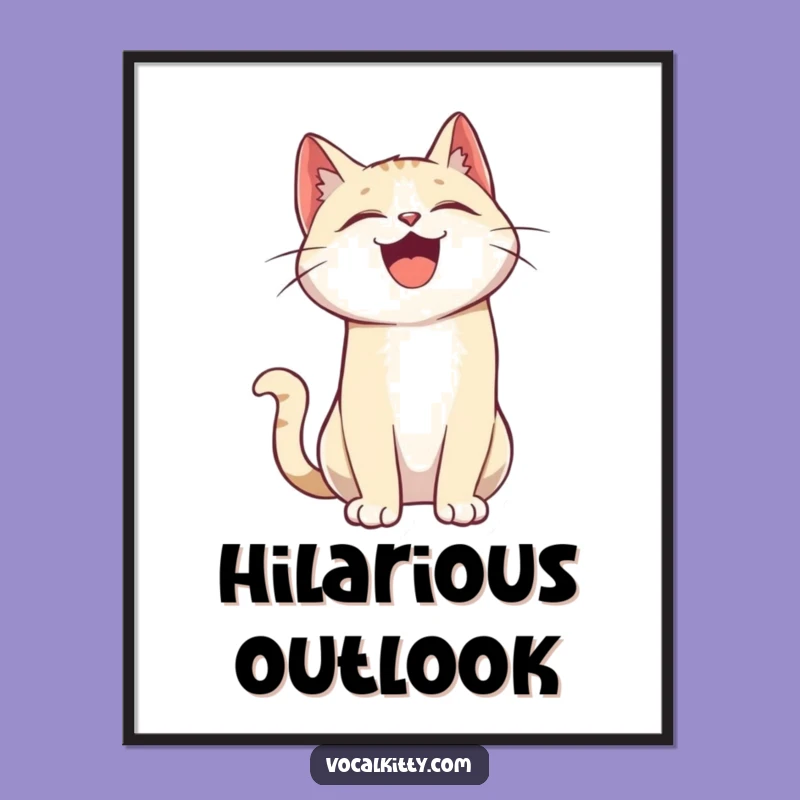 Funny Cat Poster: Hilarious Laughing Feline Art Print, Perfect Funny Gift for Walls