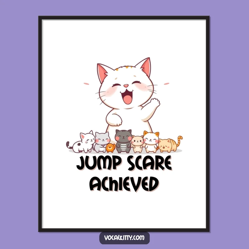 Funny Cat Startling Poster: Hilarious Wall Art for Pet Lovers