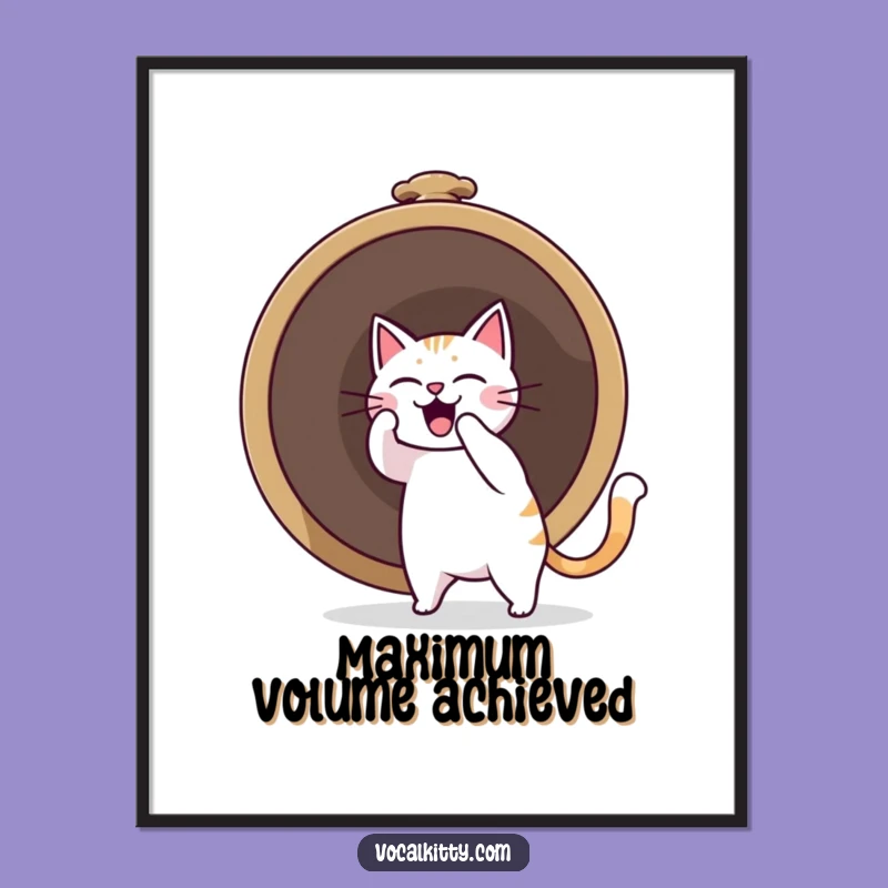 Funny Cat Ringing Bell Poster: Amplify Your Walls with Sound Boom Art