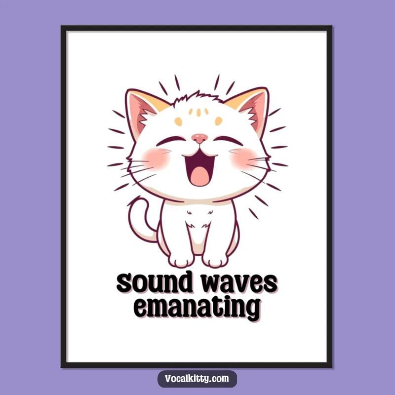 Funny Vibrating Cat Poster - Powerful Noise Wall Art Gift