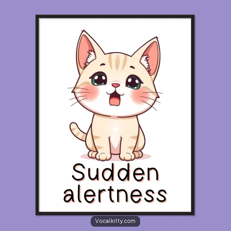 Funny Surprised Cat Poster - Startled Art for Humorous Spaces