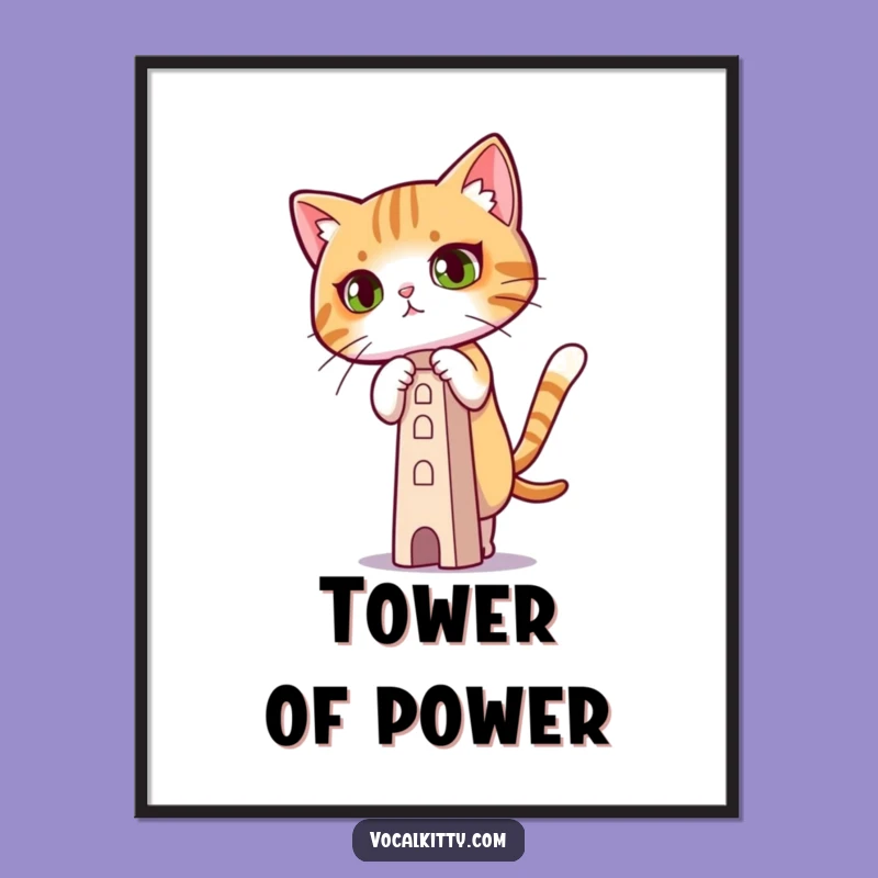 Funny Focused Cat Poster, Balancing Act, Motivational Art