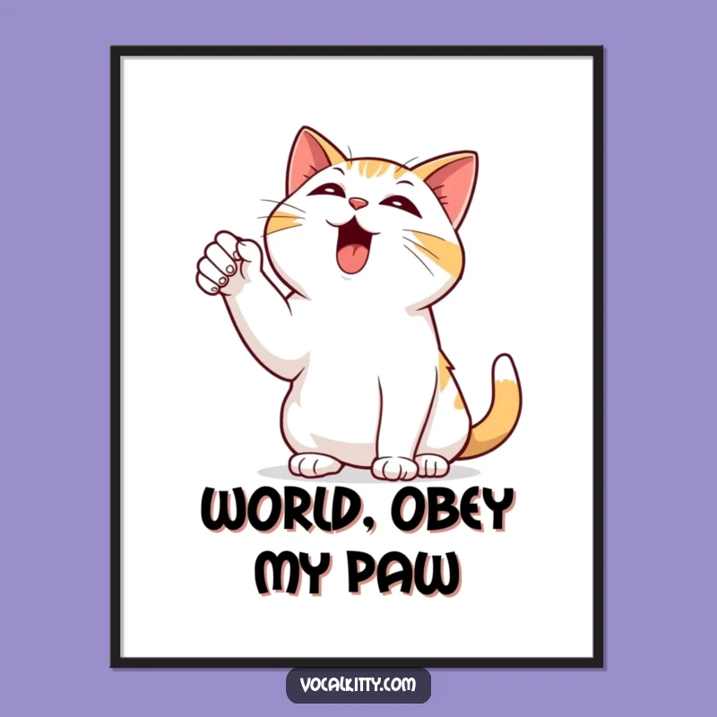 Funny Bellowing Cat Poster: Dramatic Feline Art for Comedic Wall Decor