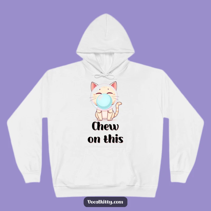 Cozy Funny Cat Bubblegum Pop Hoodie - Warm and Hilarious Feline Wear
