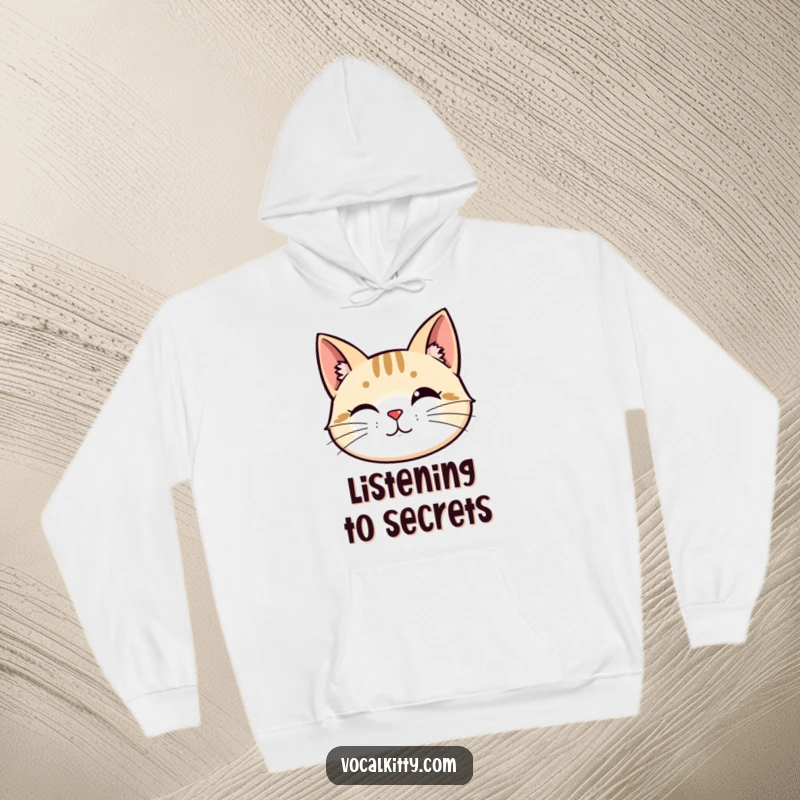 Funny hoodie: A stylized cat head with perked ears and vibrating whiskers, representing alertness and keen observation.