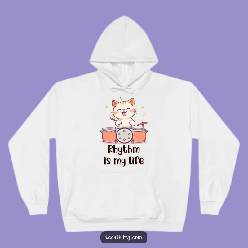 Funny Cat Drummer Hoodie: Cozy Percussion Gift