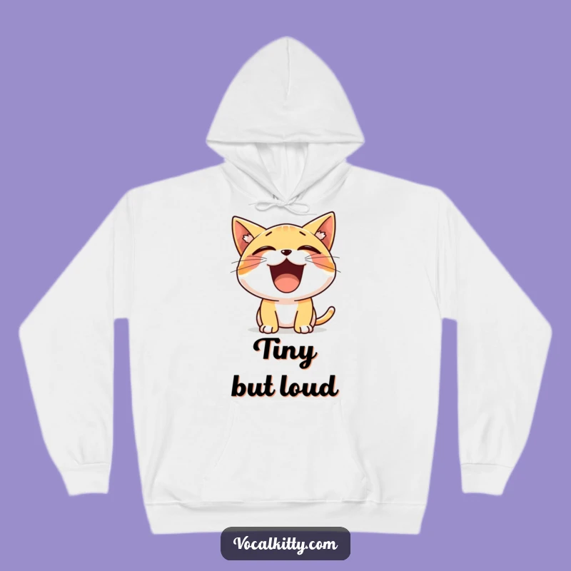 Funny Tiny Cat Yelling Hoodie - Cozy Cheerful Kitty Sweatshirt Gift