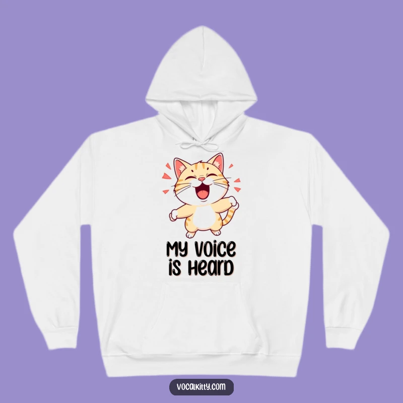 Funny Shouting Cat Hoodie: Energetic Design - Cozy Funny Gift