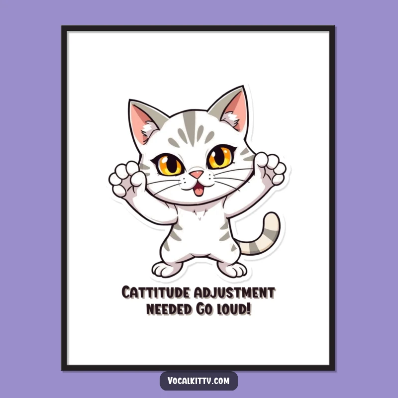 Free Printable Wall Art: Dramatic Cat's Loud Pose - Funny Downloadable Decor