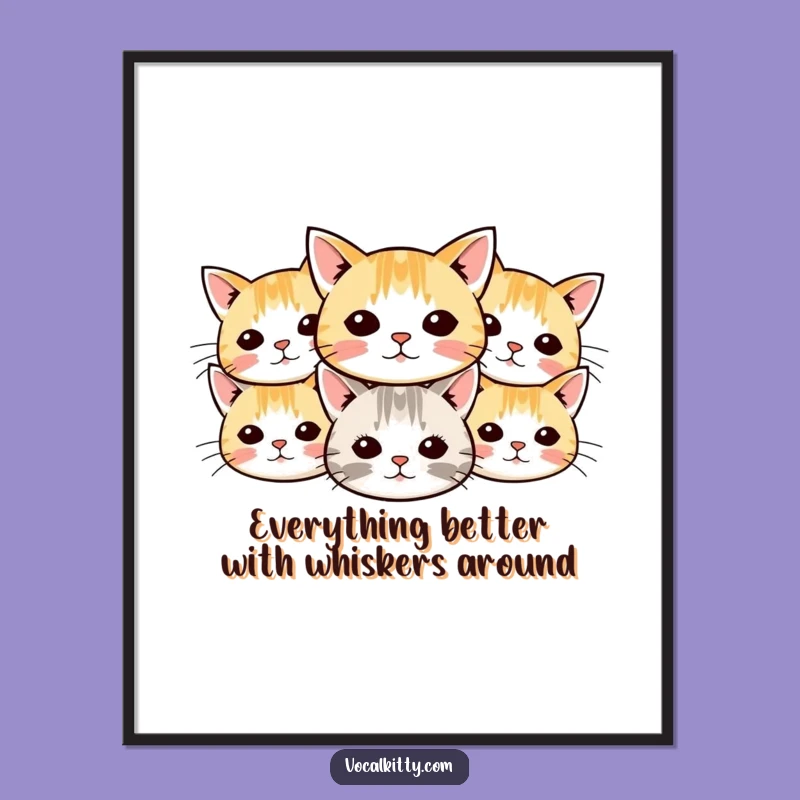 Funny Free Printable Wall Art: Whiskers Explosion Cats - Quirky Downloadable Decor