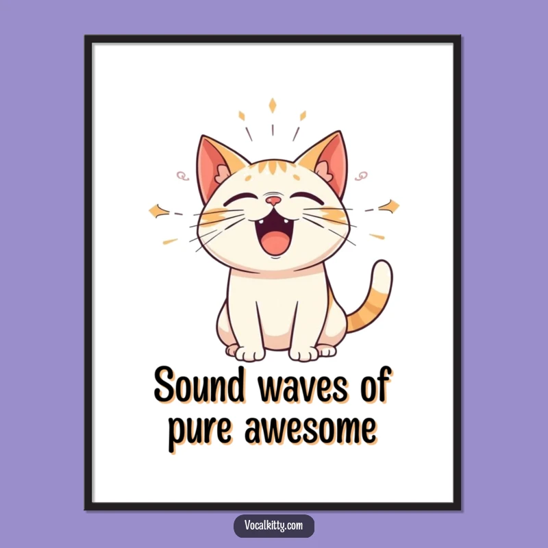 Free Printable Wall Art: Loud Cat with Sound Waves - Funny Downloadable Decor