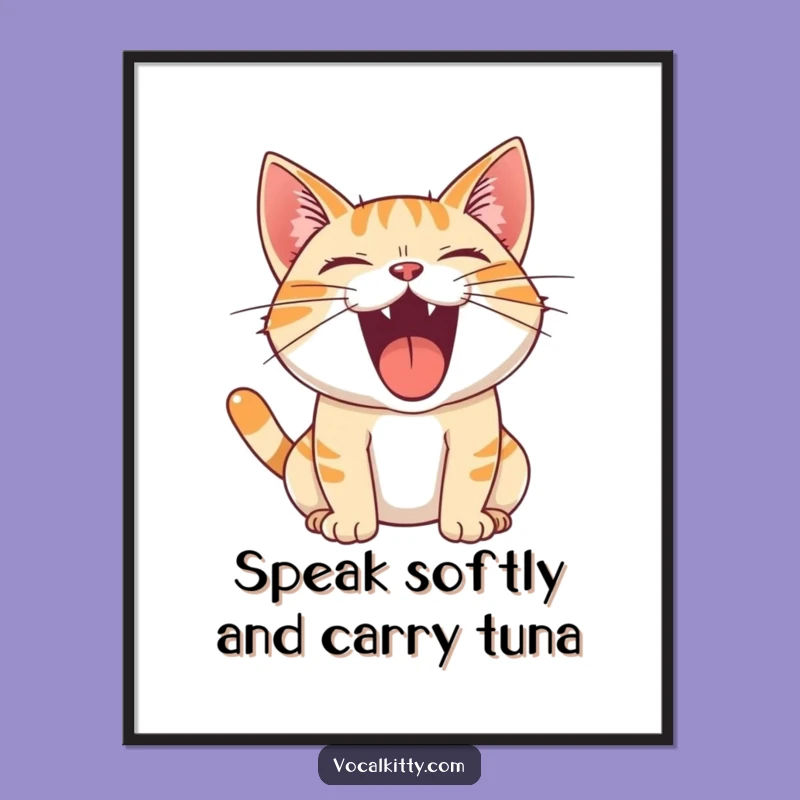 Free Printable Wall Art: Roaring Joyful Cat, Funny Downloadable Decor