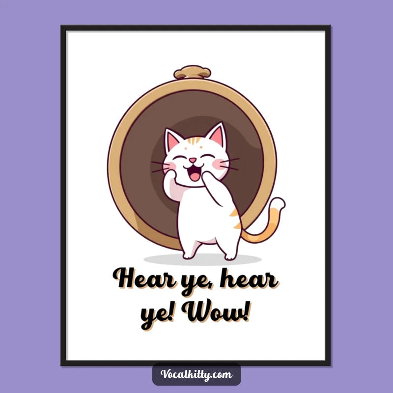 Funny Free Printable Wall Art: Cat Ringing Bell Sound Boom - Quirky Downloadable Decor