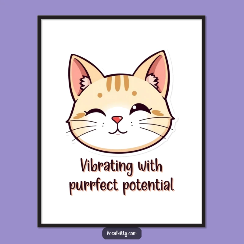 Funny Free Printable Wall Art: Vibrating Whiskers Cat Head, Downloadable Quirky Decor