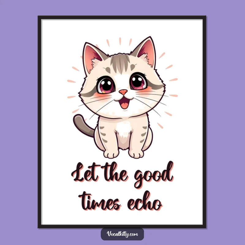 Funny Free Printable Wall Art: 'Vibrations of Joy' Echo Cat Decor