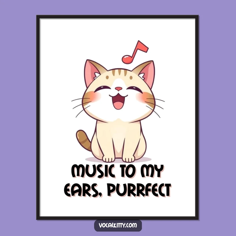 Free Printable Wall Art: Joyful Cat with Musical Note for a Cheerful Space